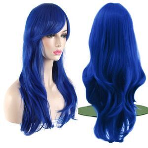 abigailandbleu 28 inch Fashion Wigs Long Wavy Curly Hair Cosplay Wig (Blue)